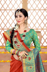 Shop Elegant Rust Cotton Silk Woven Saree